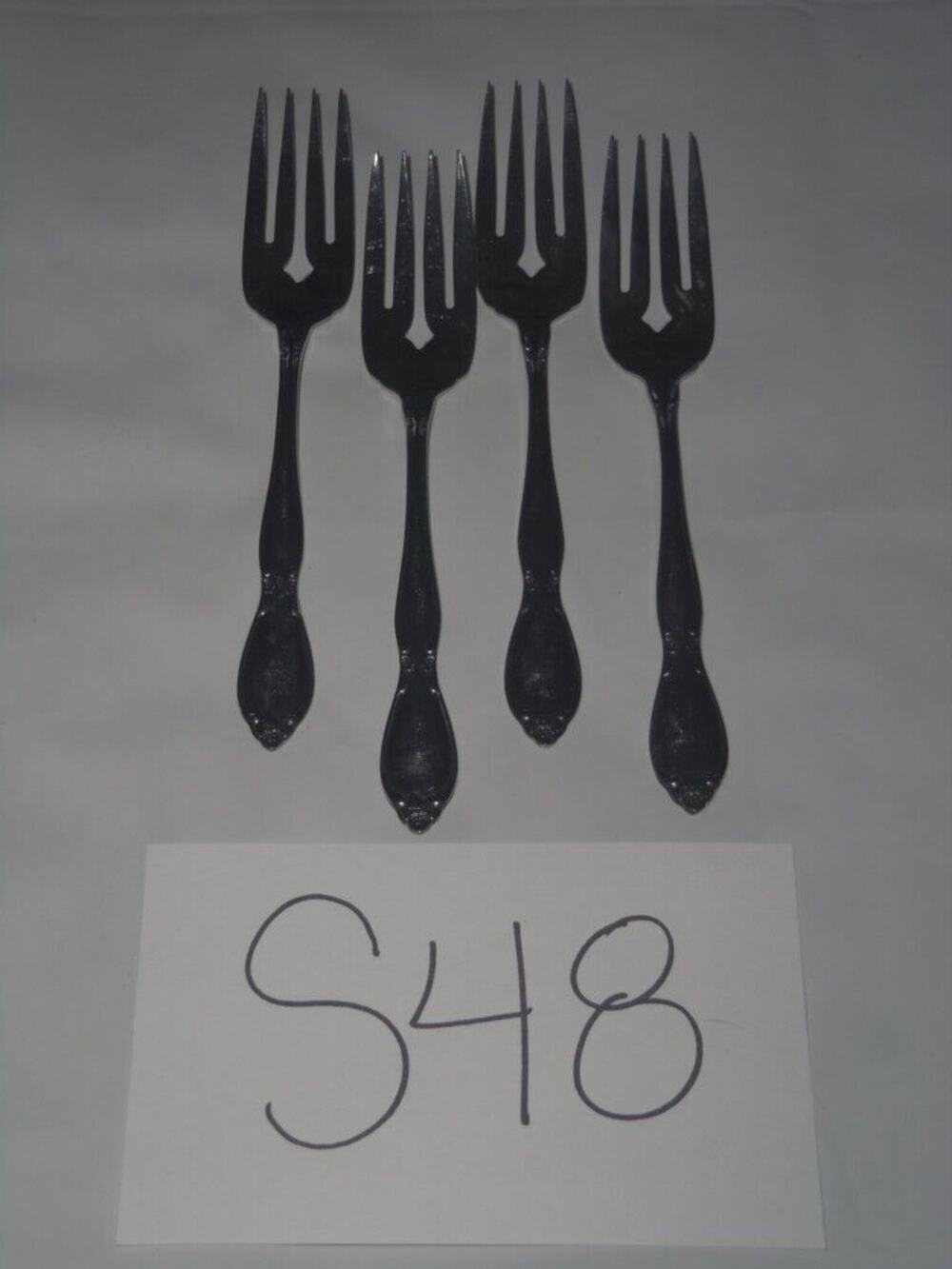 4 Oneida Community Stainless Chatelaine Salad Forks -0712S48